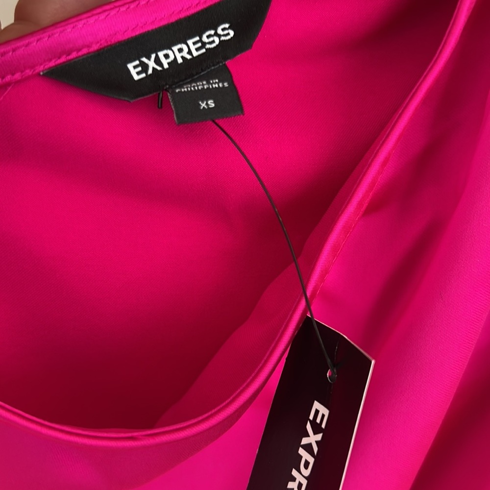 NWT Express Satin RuffleOne Shoulder Top - Picture 6 of 6